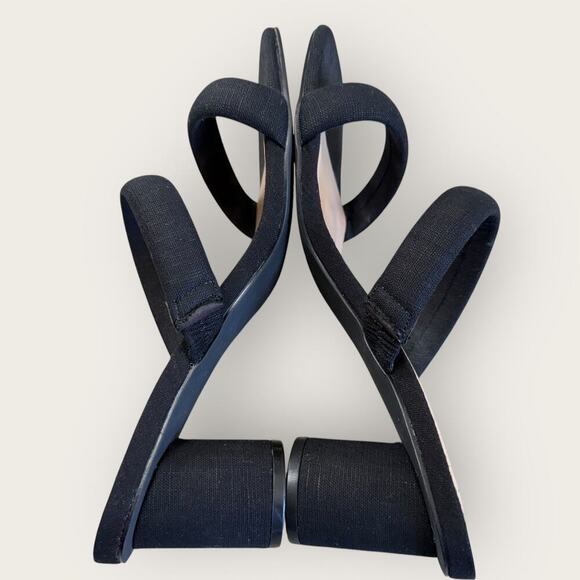 Journee Collection Fabric Double Strap Block Heel Slip On Sandals Size 10 Black - Picture 5 of 12